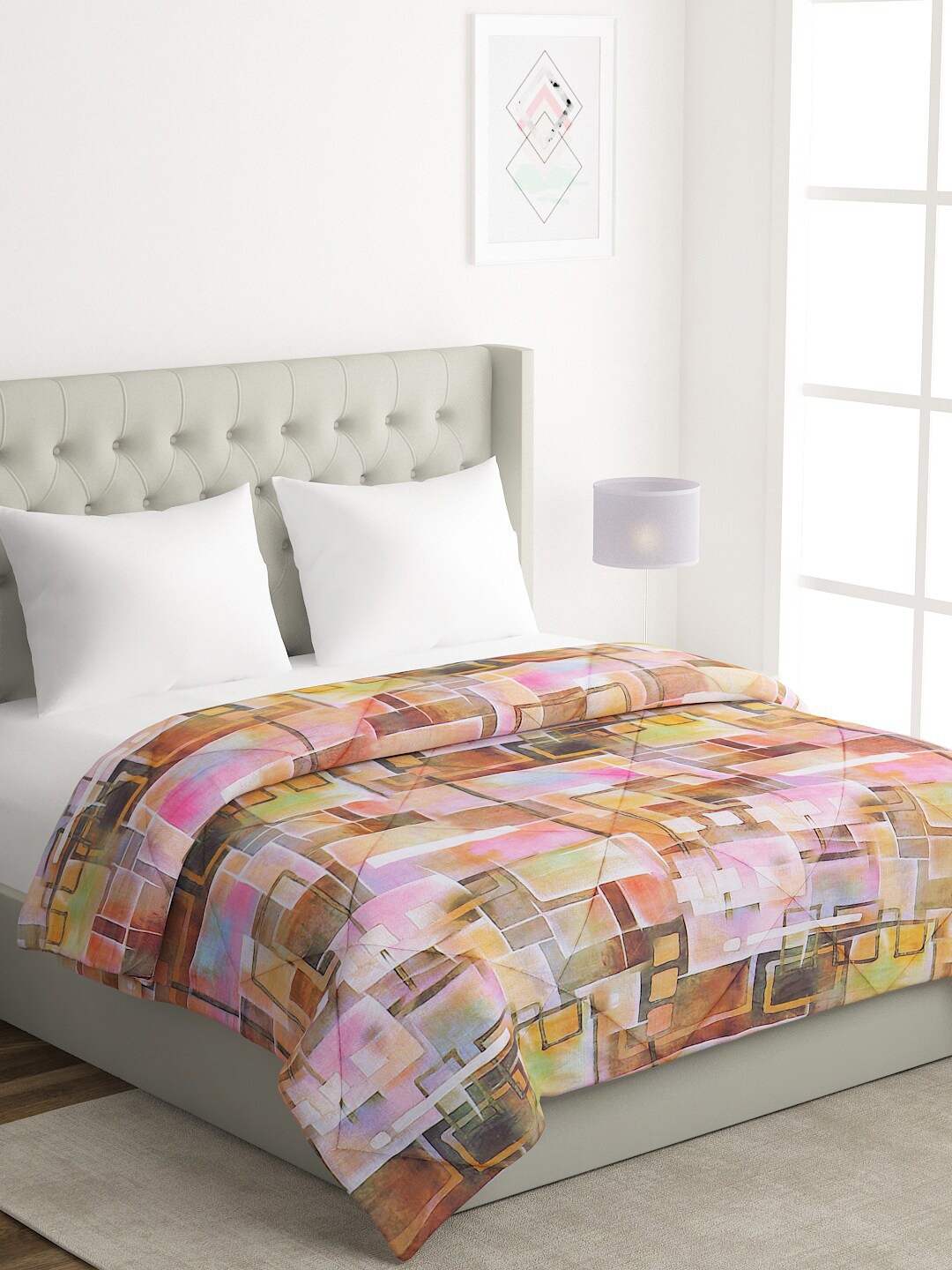 

A Homes Grace Pink & Purple Microfiber AC Room 120 GSM Double Bed Comforter