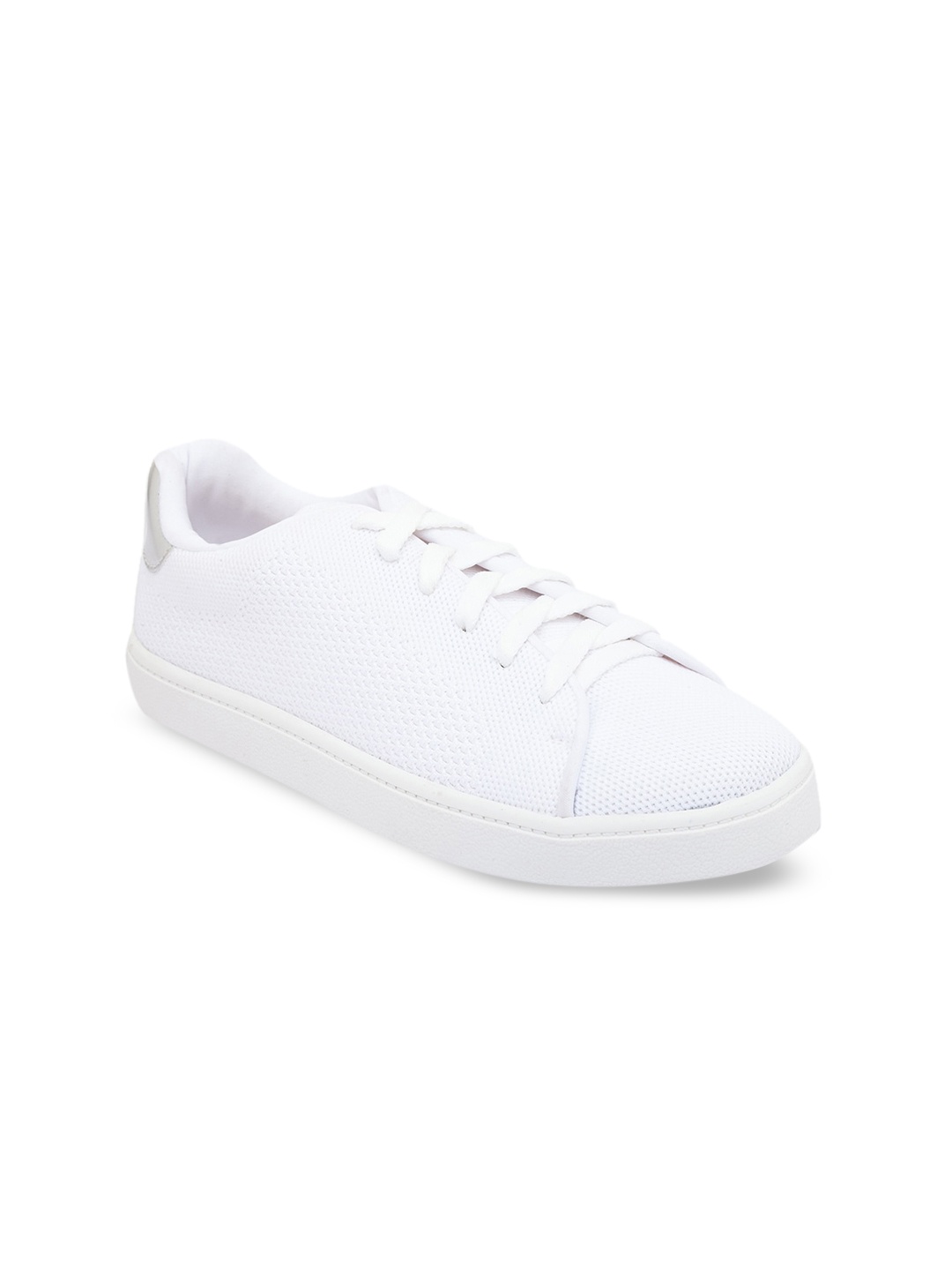 

CERIZ Women White Woven Design Lace-Up Sneakers