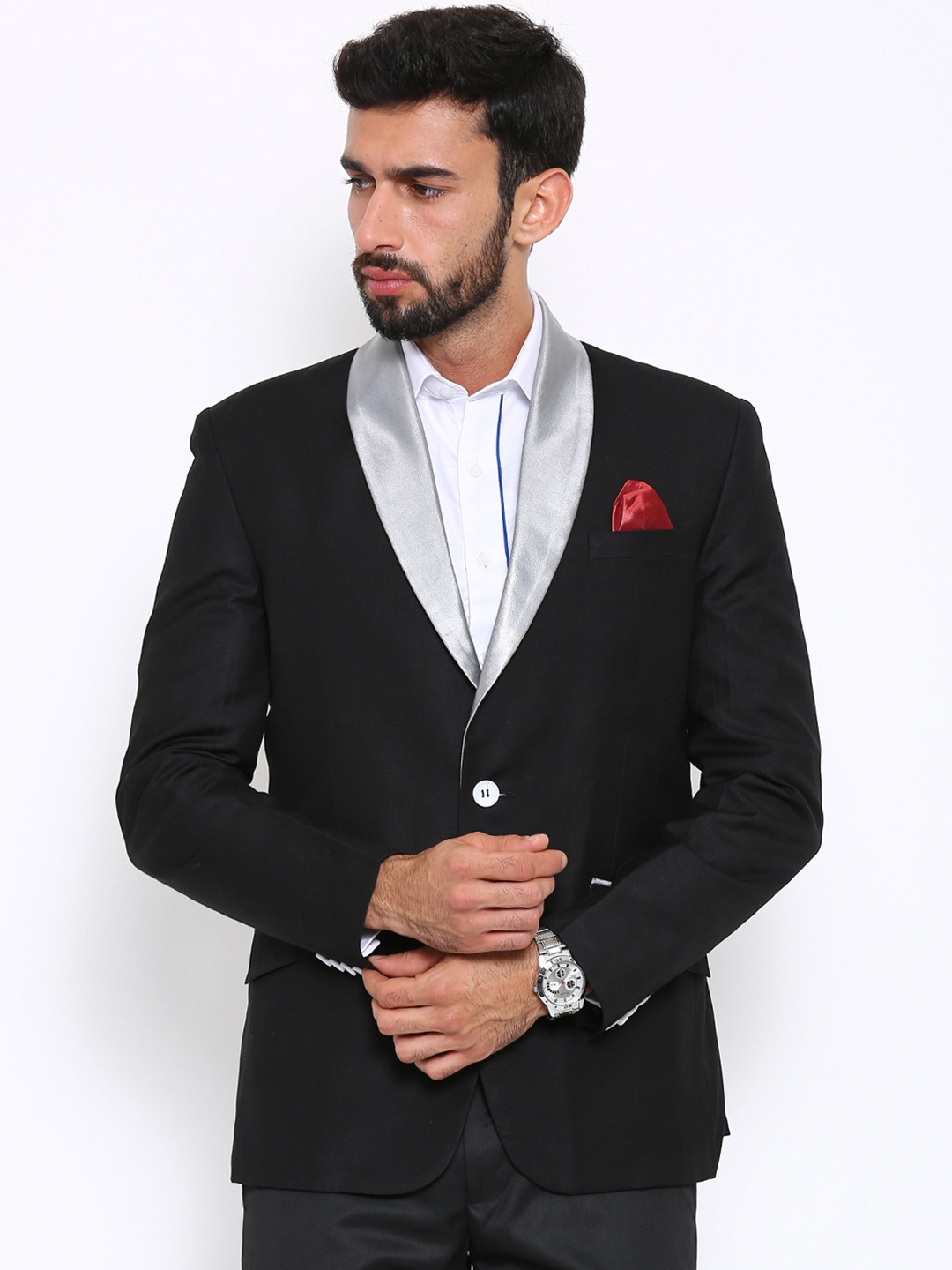 

Shaftesbury London Black Regular Fit Single-Breasted Tuxedo Pure Cotton Blazer