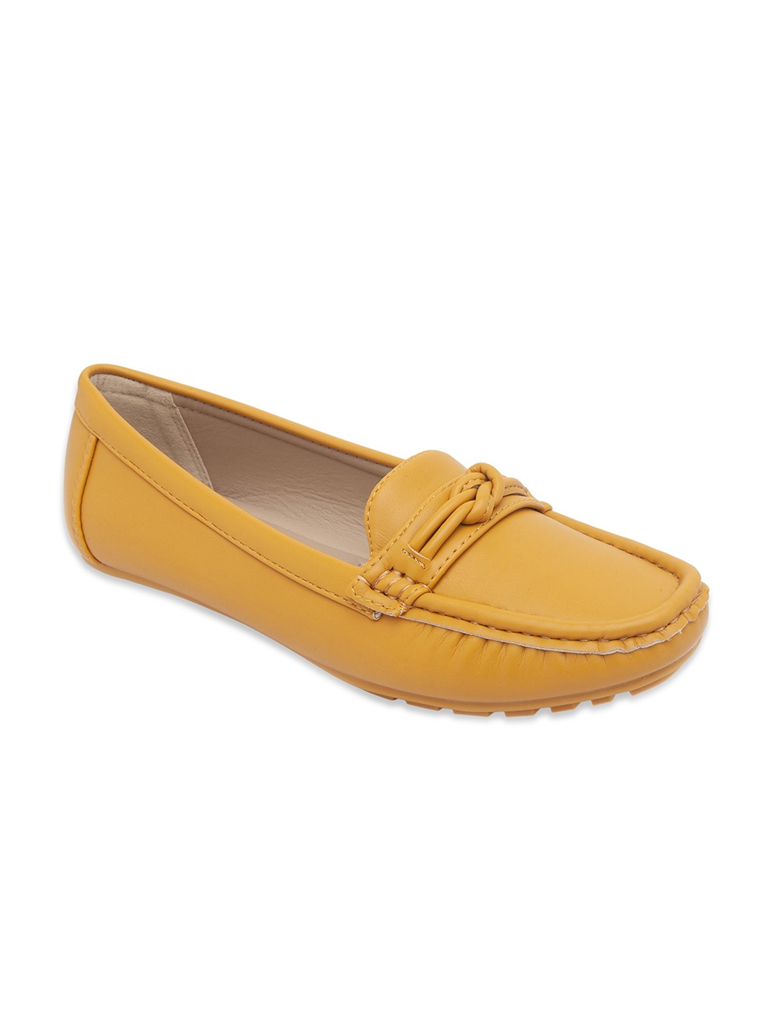 

CERIZ Women Mustard Yellow Solid PU Loafers