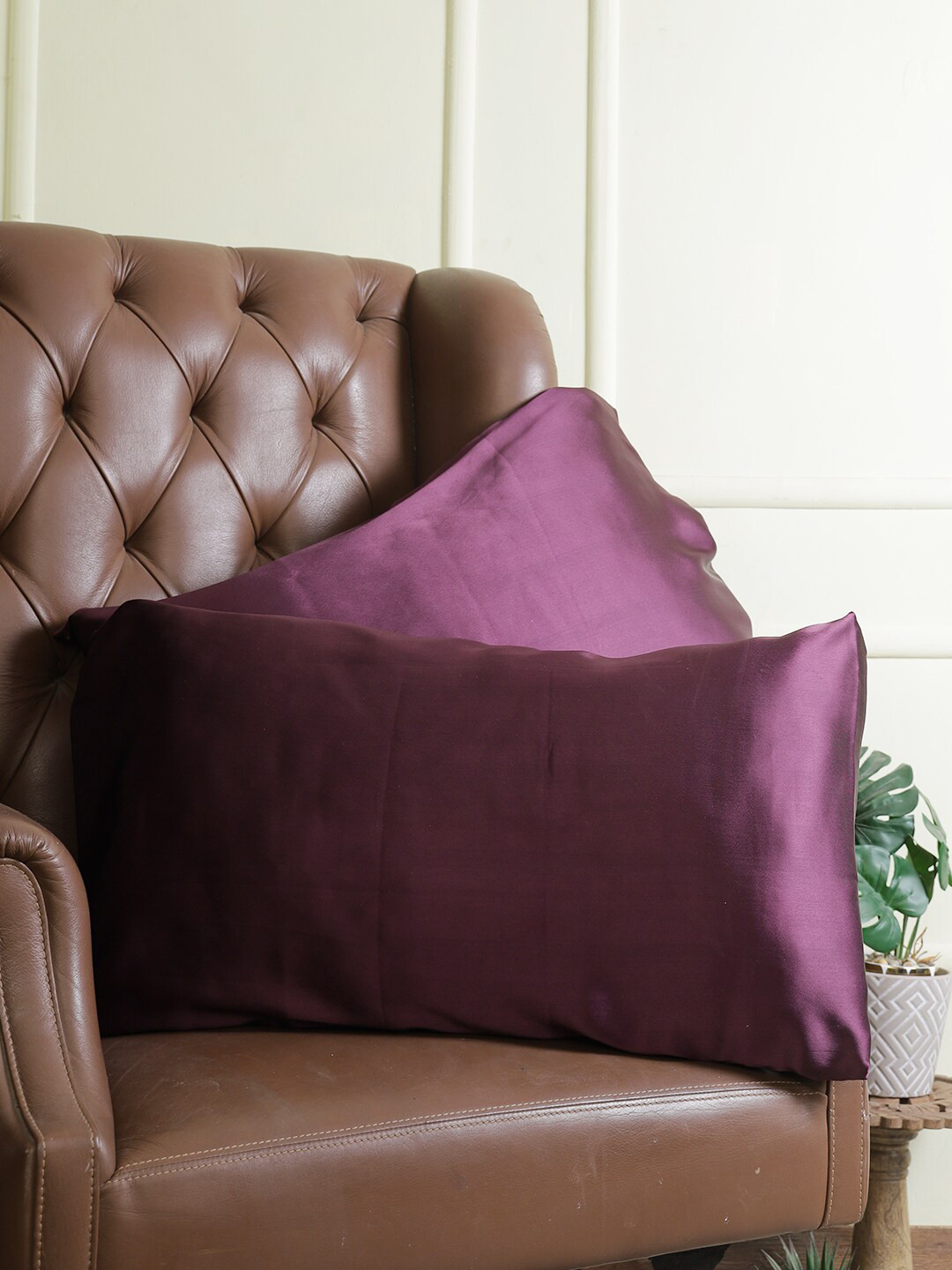 

ROMEE Set Of 2 Purple Solid Satin Pillow Covers