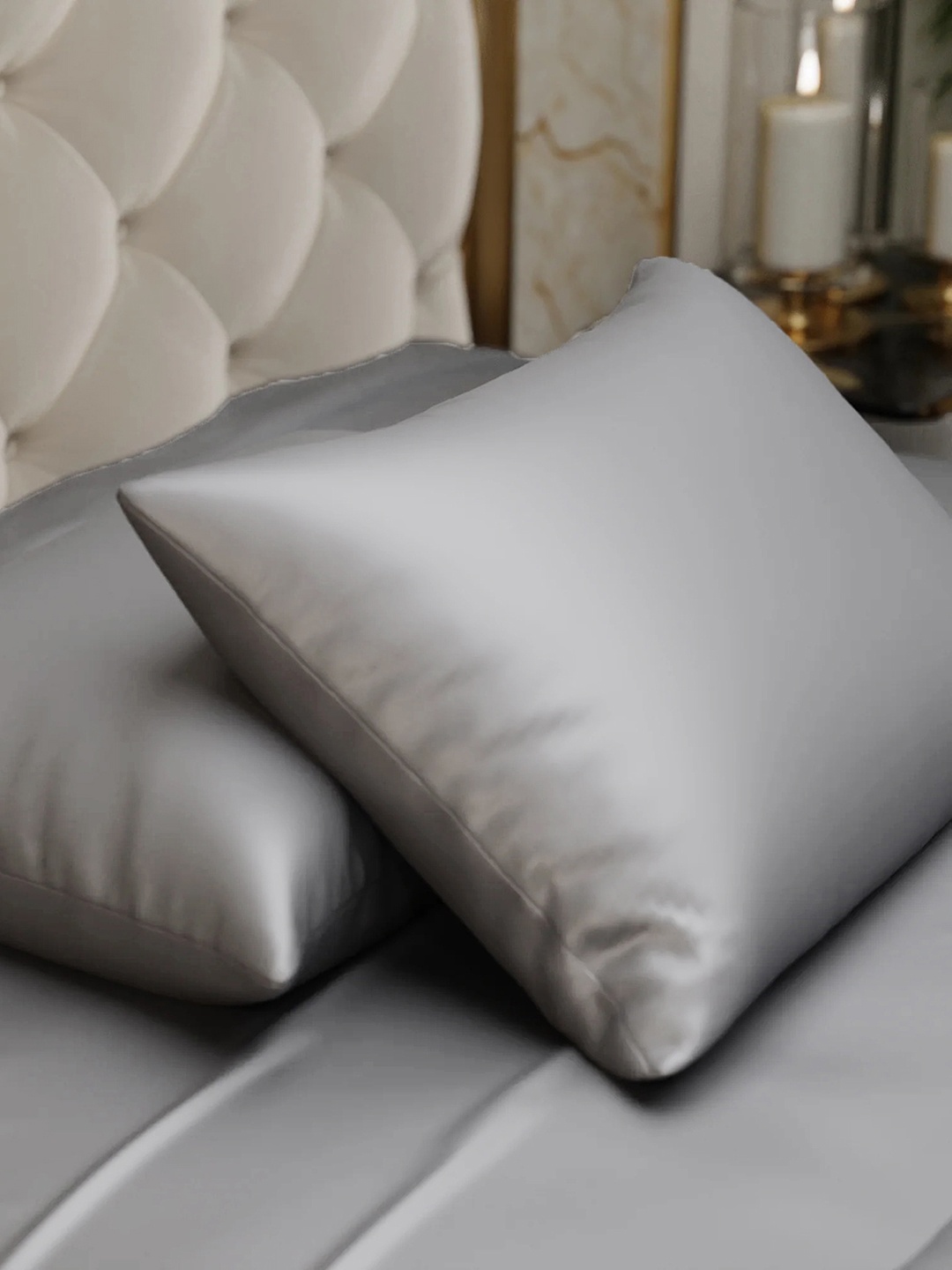 

ROMEE Set Of 2 Silver-Coloured Solid Pillow Covers