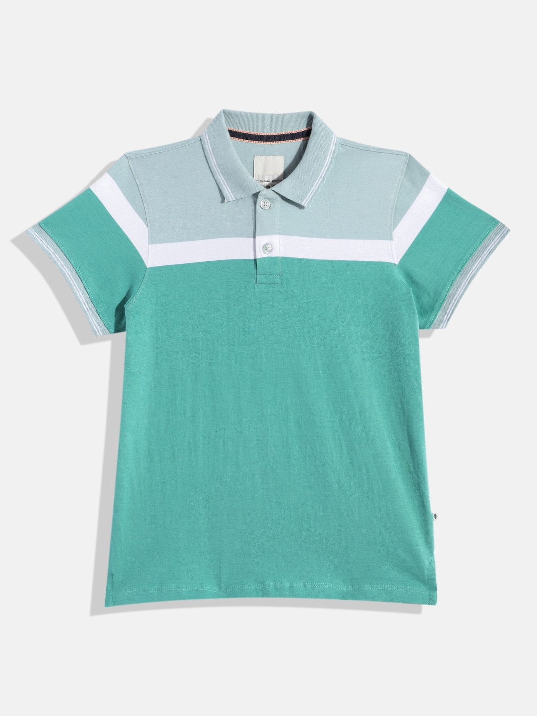 

UTH by Roadster Boys Colourblocked Pure Cotton Polo Collar T-shirt, Green
