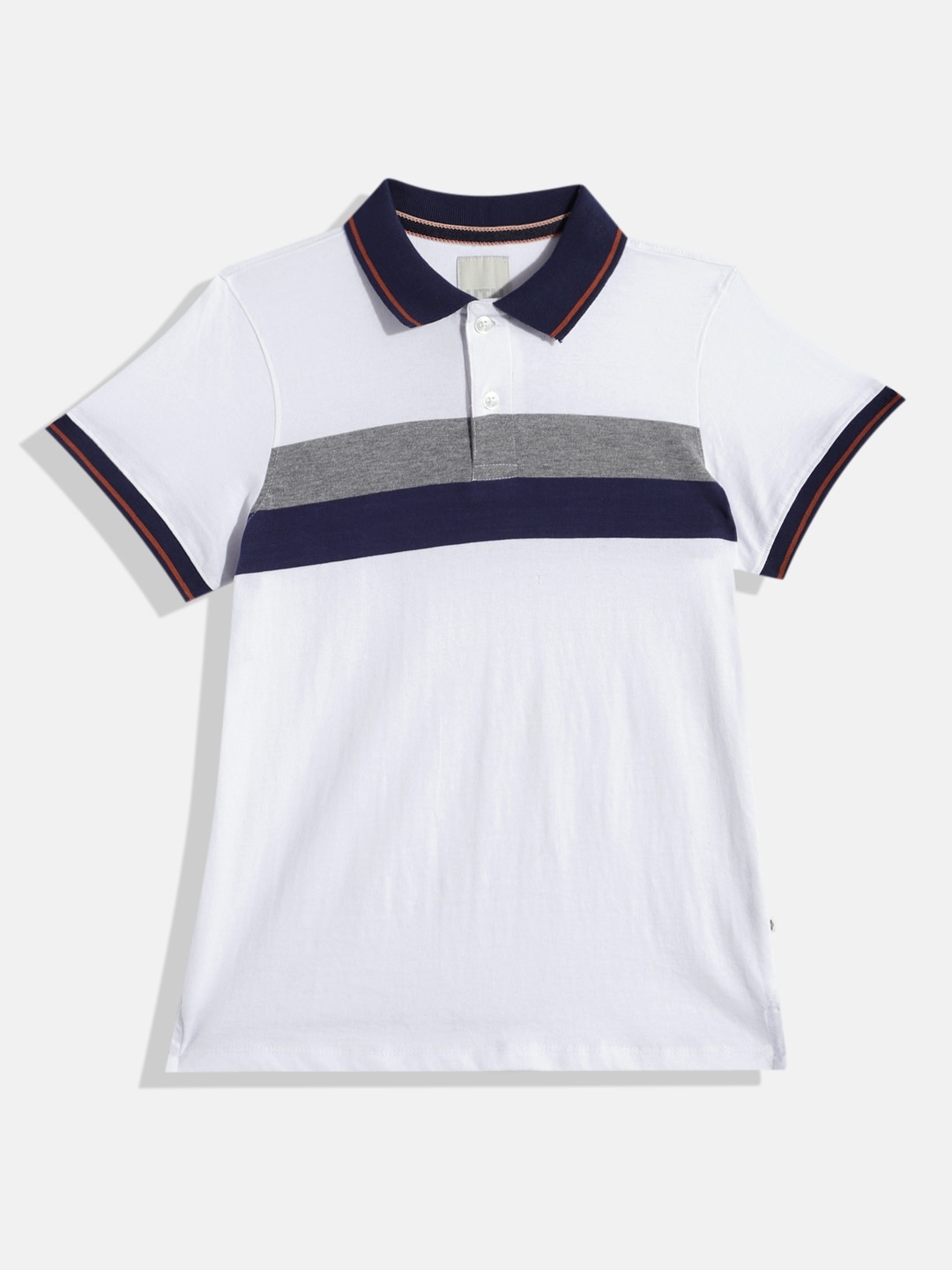 

UTH by Roadster Boys Striped Polo Collar T-shirt, White