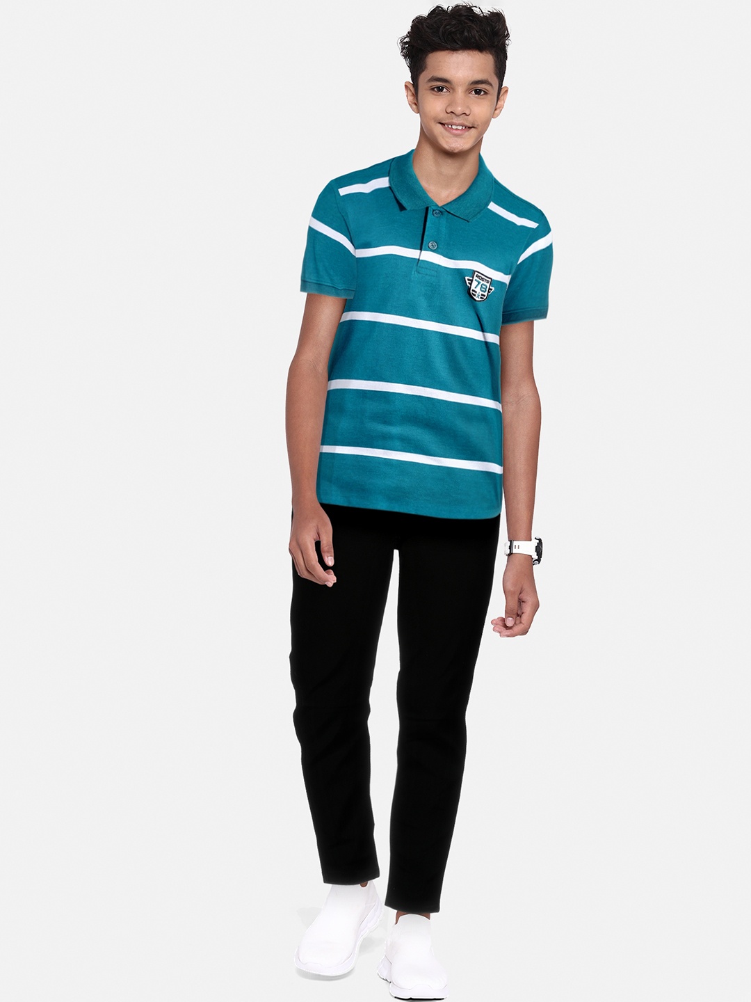 

UTH by Roadster Boys Striped Polo Collar T-shirt, Blue
