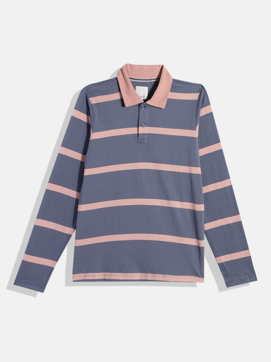 

UTH by Roadster Boys Striped Pure Cotton T-shirt, Blue
