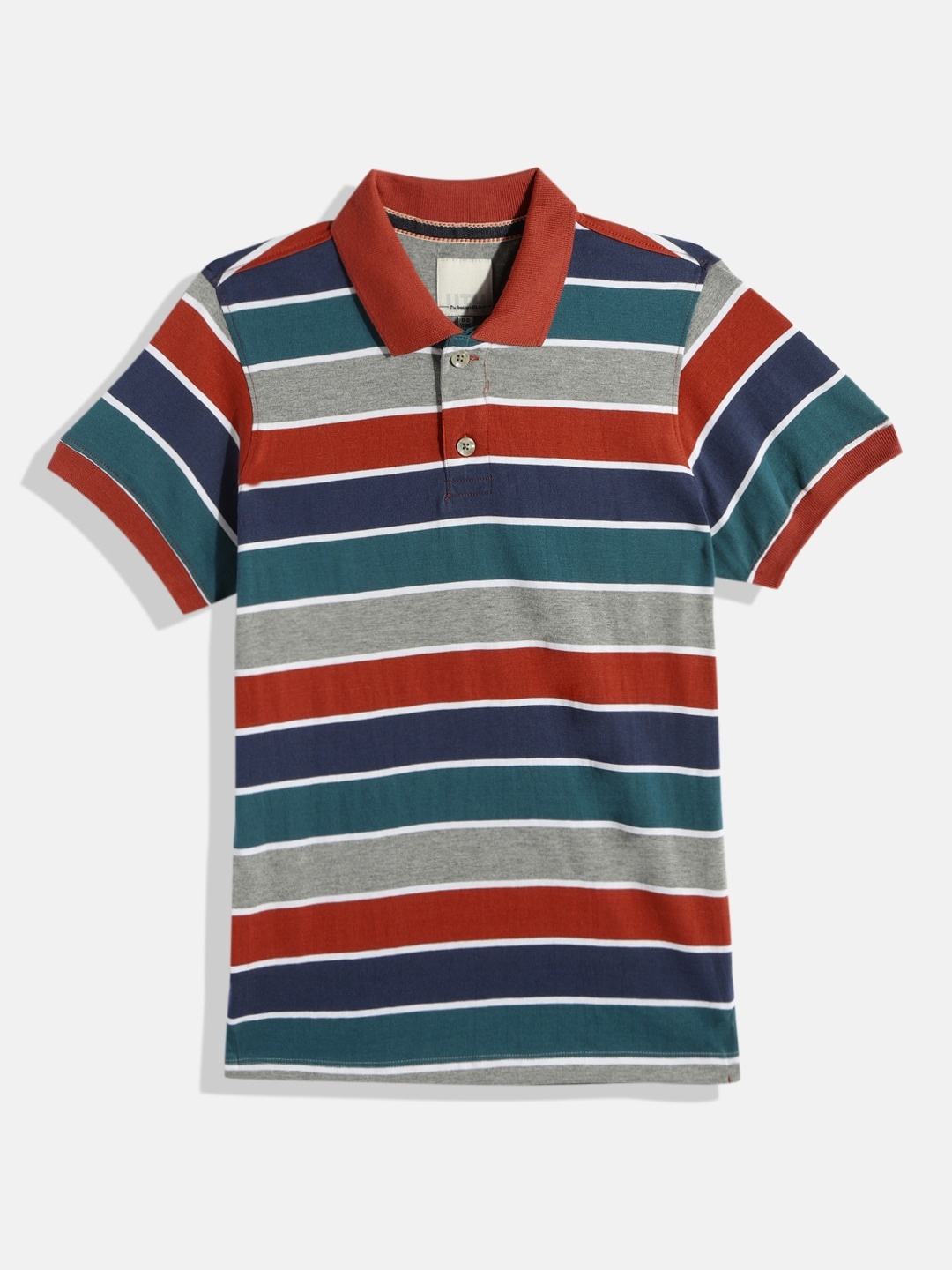 

UTH by Roadster Boys Multicoloured Striped Polo Collar T-shirt, Multi