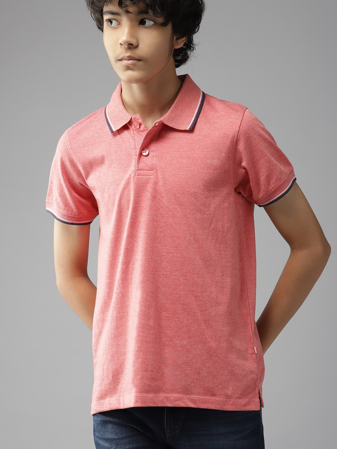 

UTH by Roadster Boys Coral Pink Polo Collar T-shirt