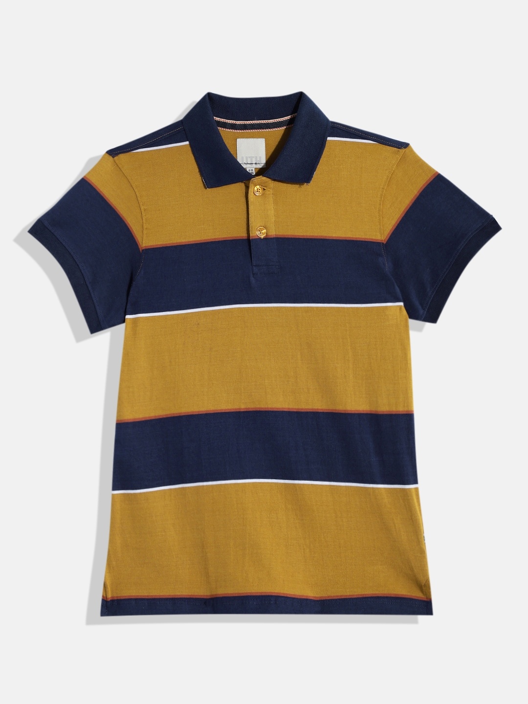 

UTH by Roadster Boys Colourblocked Pure Cotton Polo Collar T-shirt, Brown
