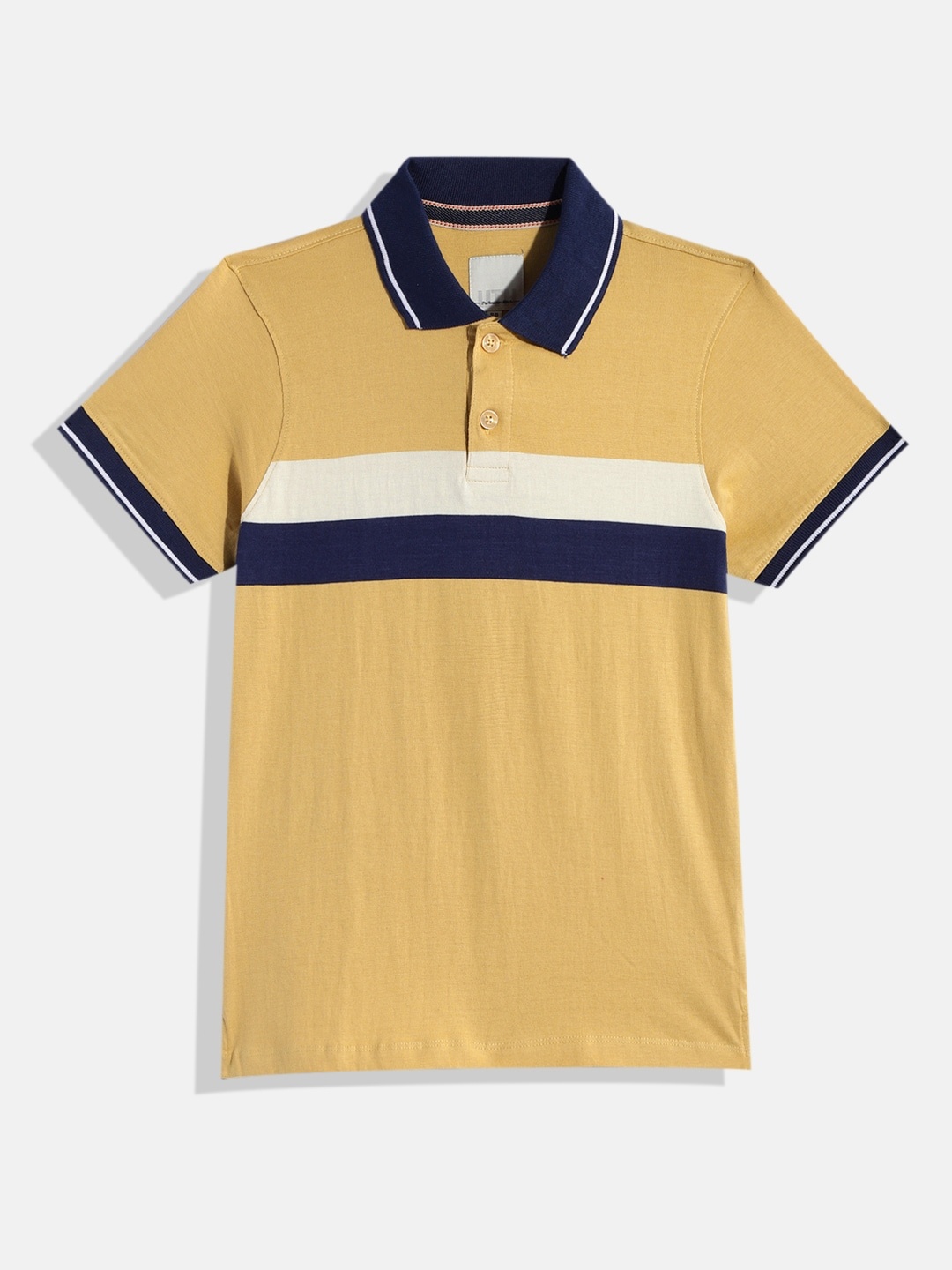 

UTH by Roadster Boys Striped Polo Collar T-shirt, Yellow