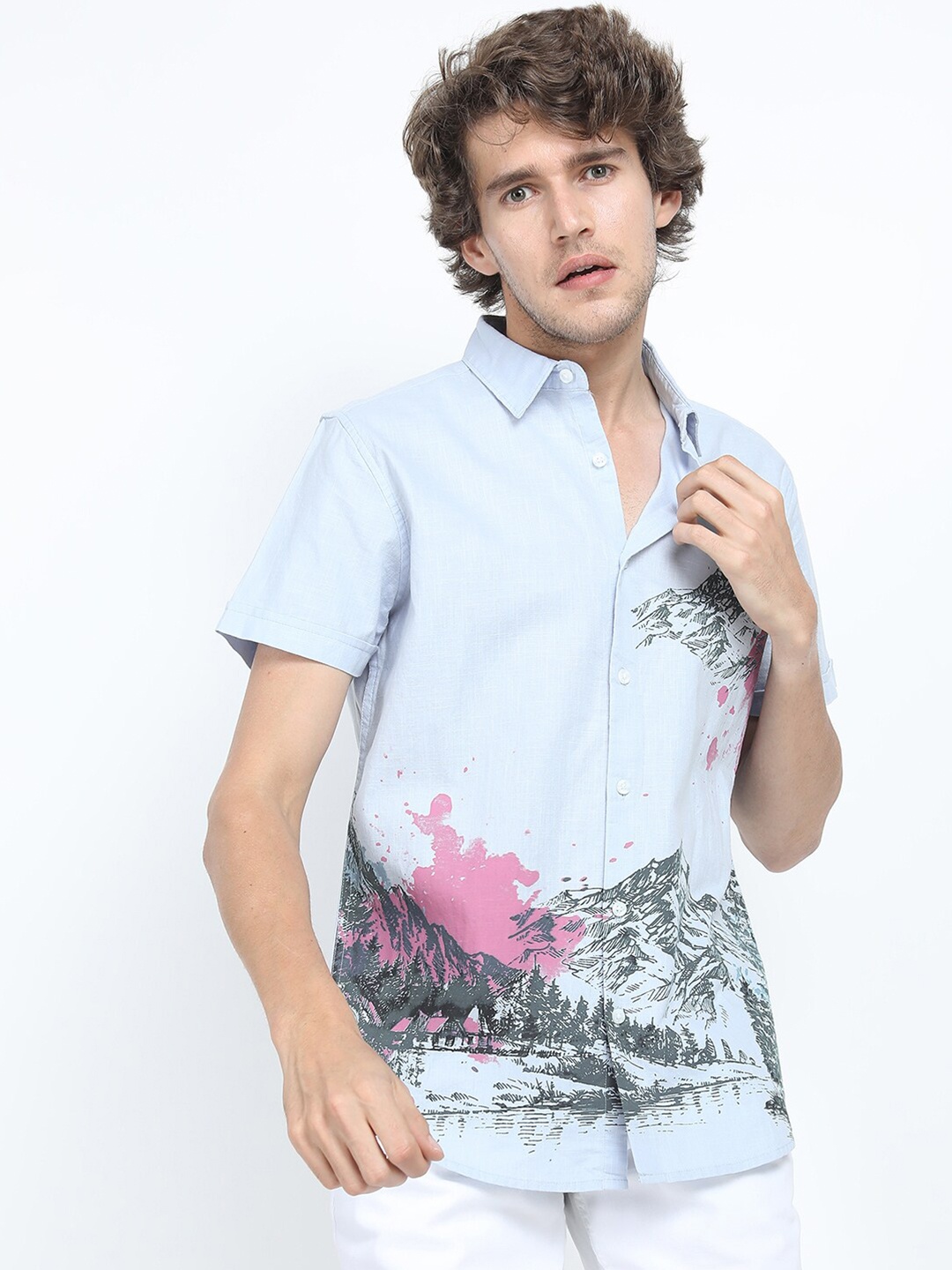 

KETCH Men Blue Slim Fit Printed Cotton Casual Shirt