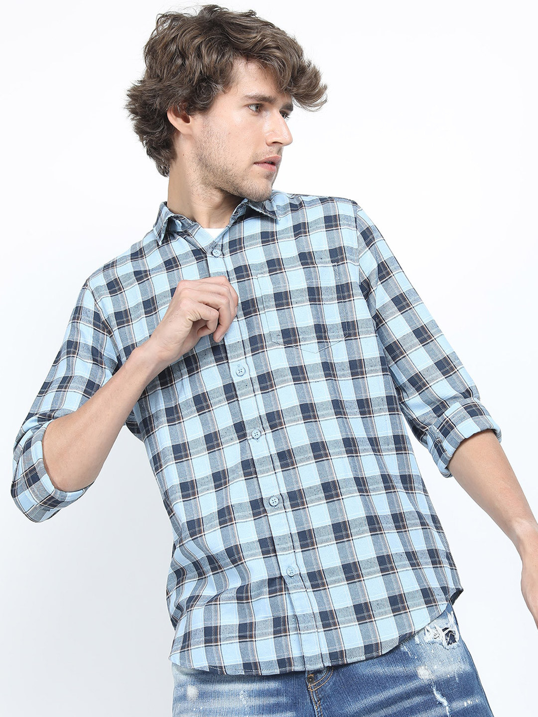 

KETCH Men Blue Slim Fit Checked Casual Shirt