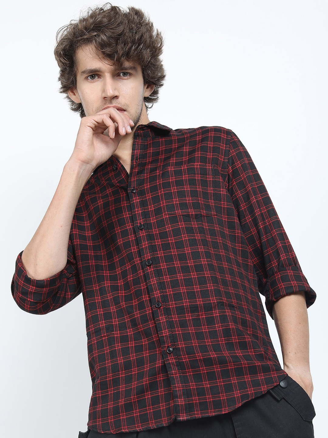 

KETCH Men Black Slim Fit Checked Casual Shirt