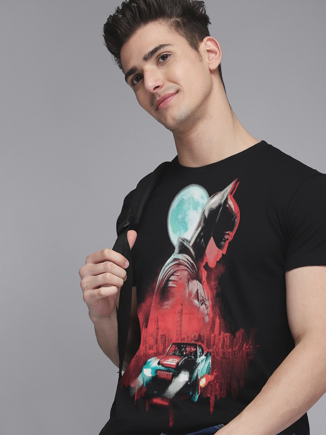 

Free Authority Men Black & Red Batman Printed Pure Cotton T-shirt
