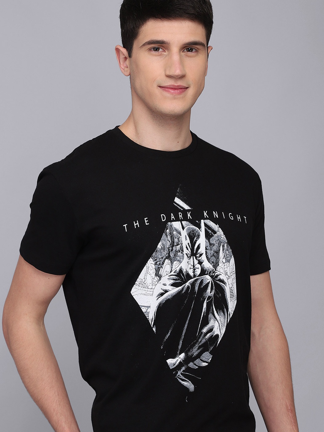 

Free Authority Men Black Batman Printed Pure Cotton T-shirt