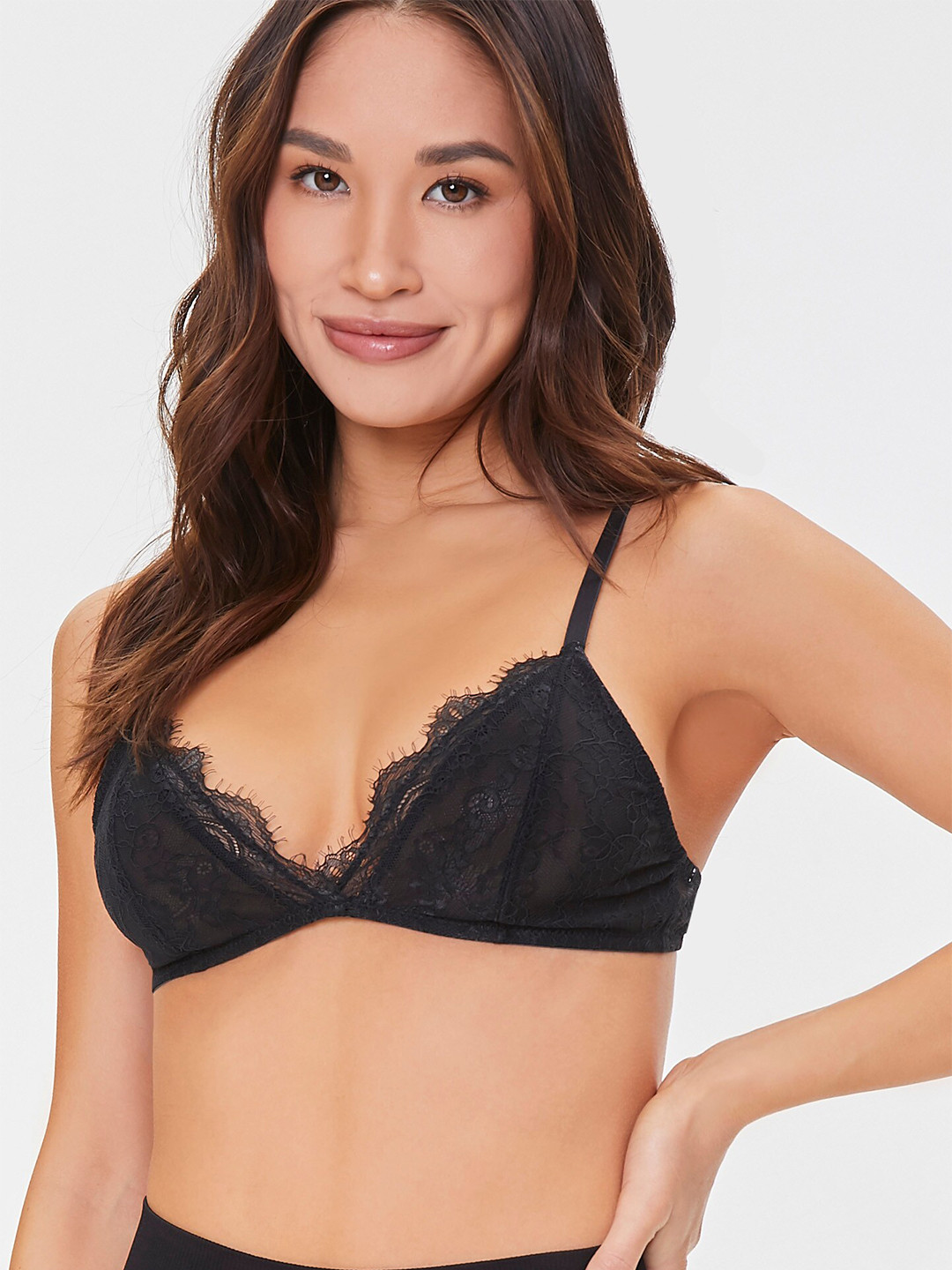 

FOREVER 21 Black Lace Detail Non Padded Bra
