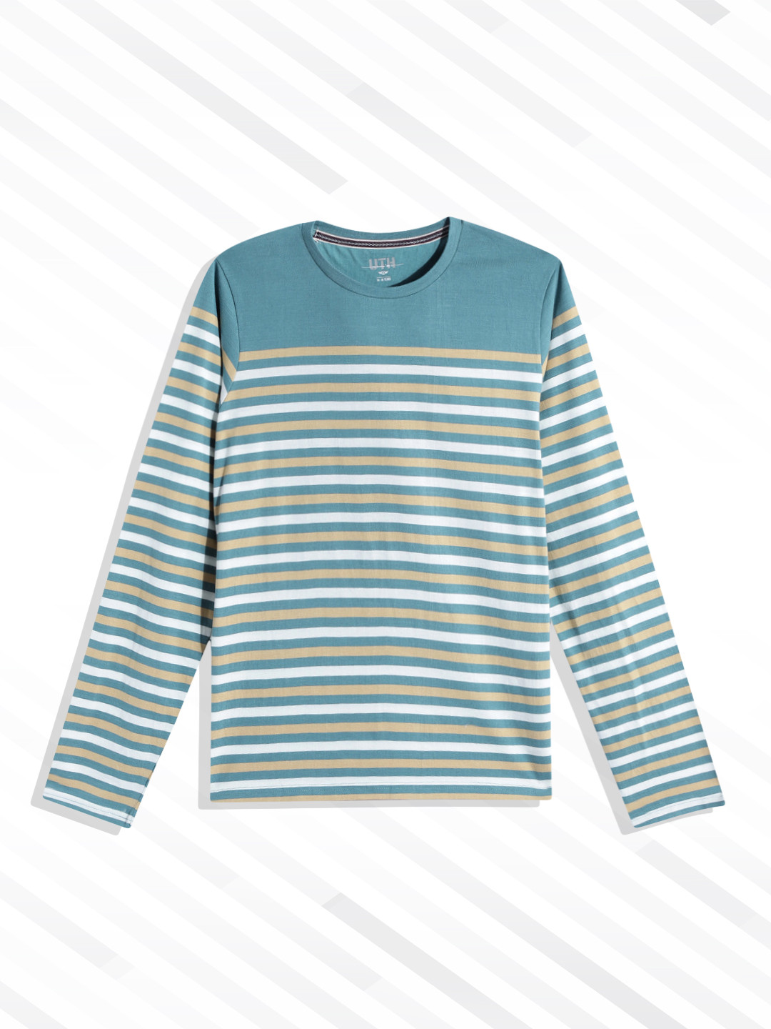 

UTH by Roadster Boys Green & White Striped Pure Cotton T-shirt