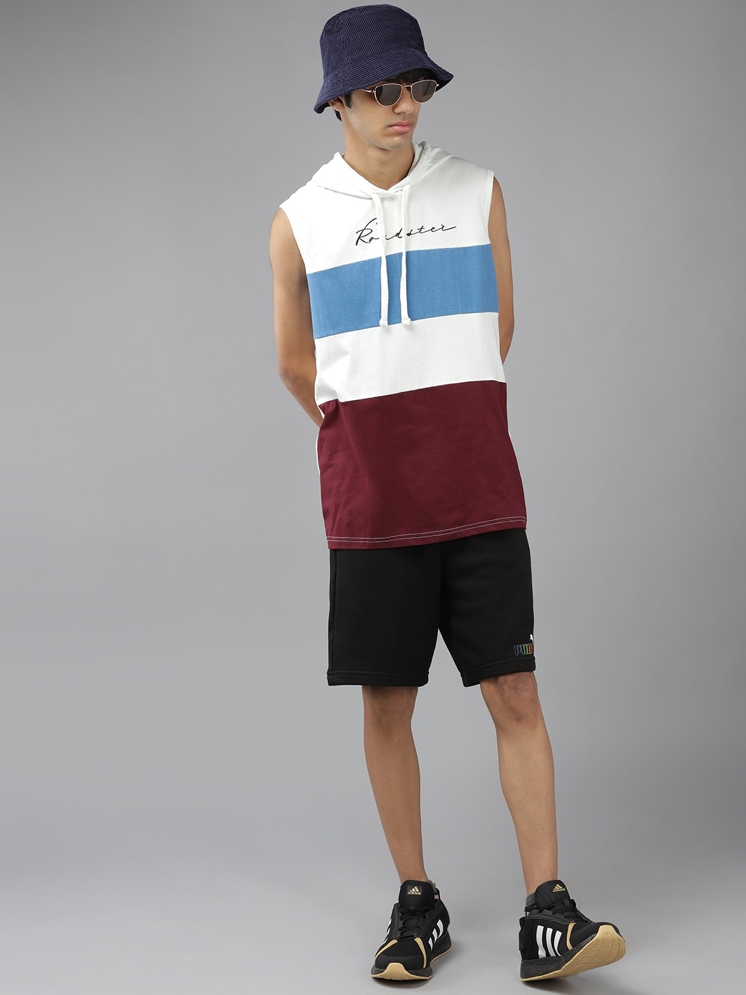 

UTH by Roadster Boys White & Maroon Striped Cotton Hooded T-shirt