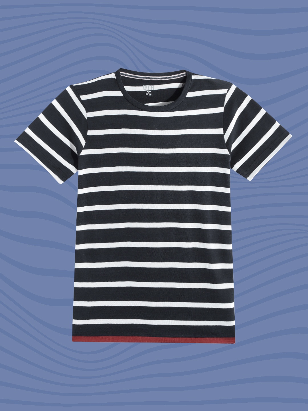 

UTH by Roadster Boys Black & White Striped Pure Cotton T-shirt