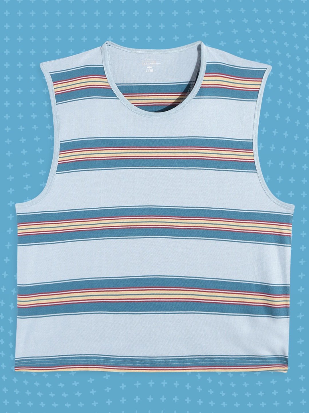 

UTH by Roadster Boys Blue & Beige Striped Pure Cotton T-shirt