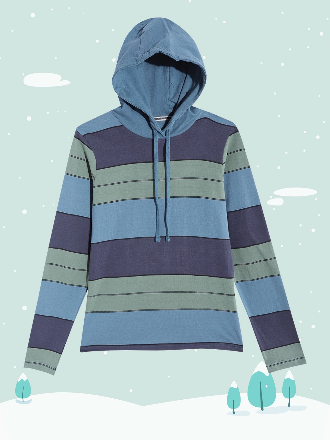 

UTH by Roadster Boys Blue & Green Striped Pure Cotton T-shirt