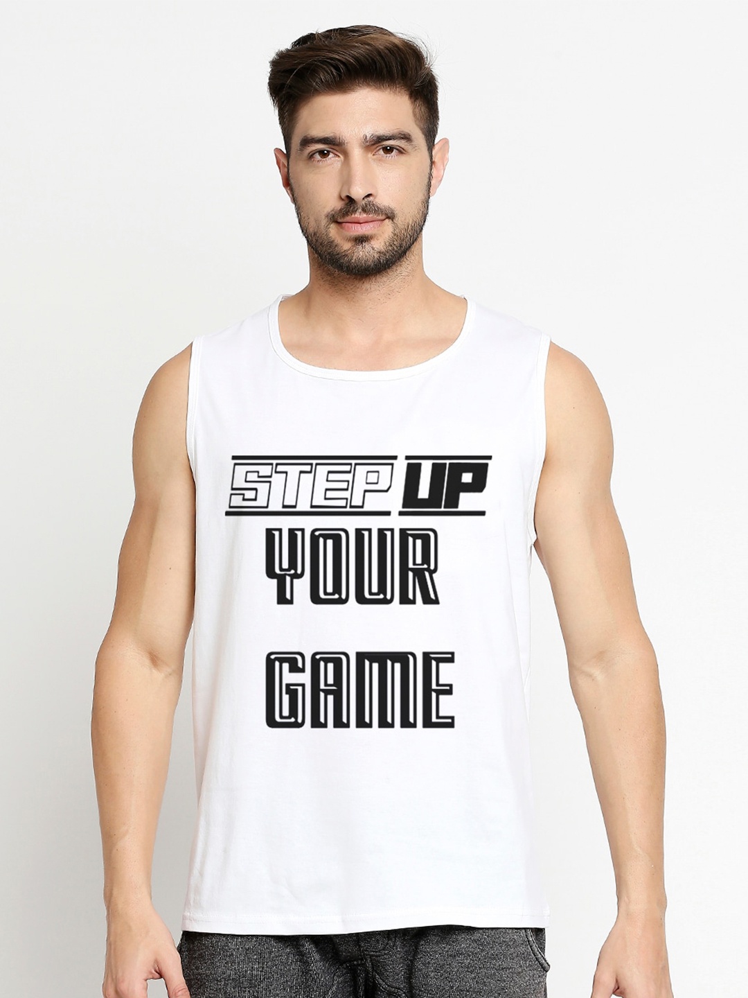 

Blacksmith Men White Typography Printed Training or Gym Pure Cotton T-shirt