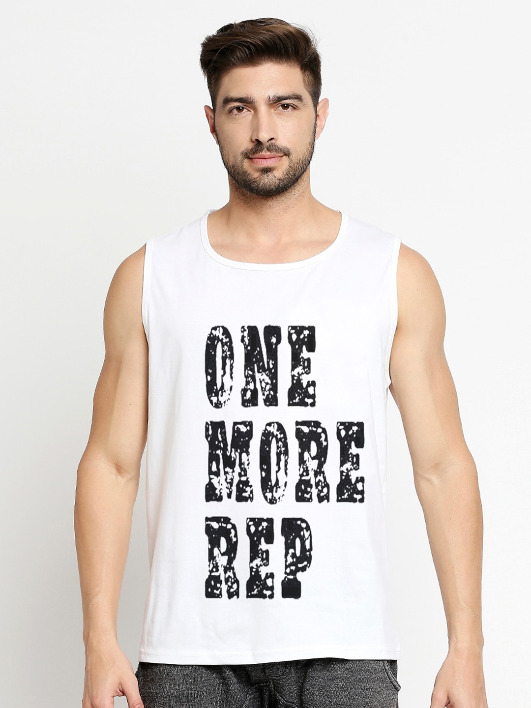 

Blacksmith Men White Typography Printed Training or Gym Cotton T-shirt