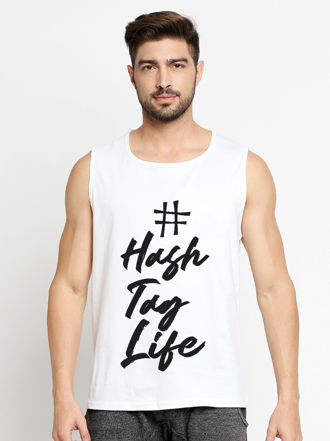 

Blacksmith Men White Typography Printed Cotton T-shirt