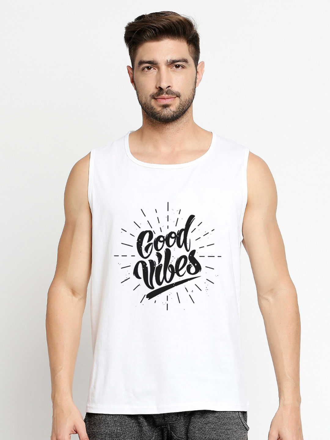 

Blacksmith Men White Typography Printed Training or Gym Cotton T-shirt