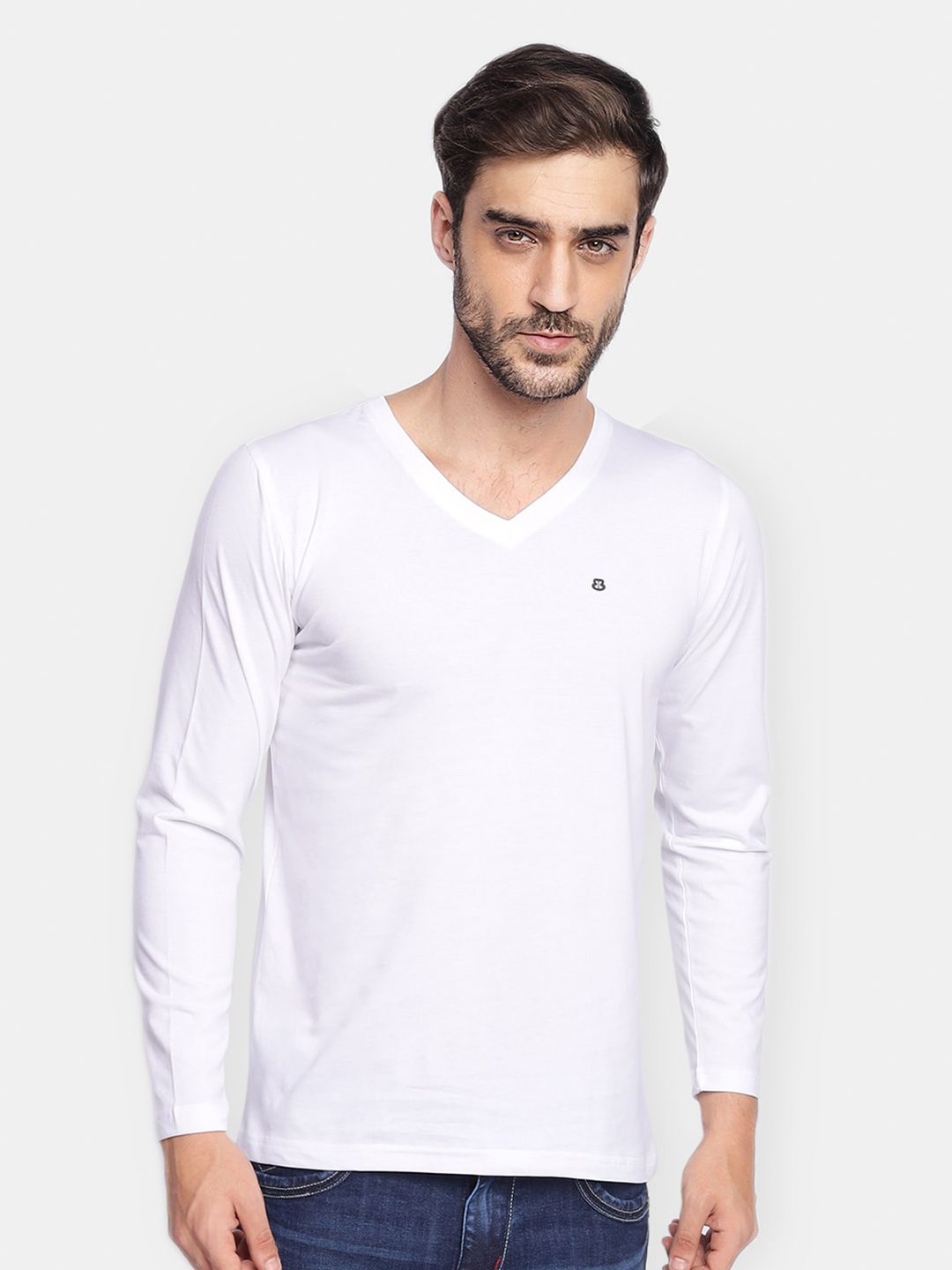 

berry blues Men Solid Cotton T-shirt, White