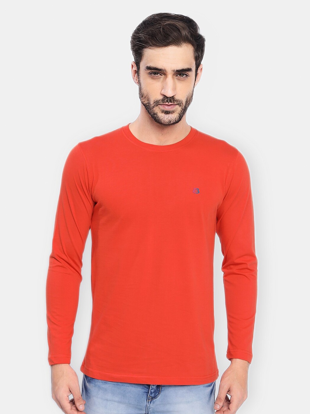

berry blues Men Rust Red Cotton T-shirt