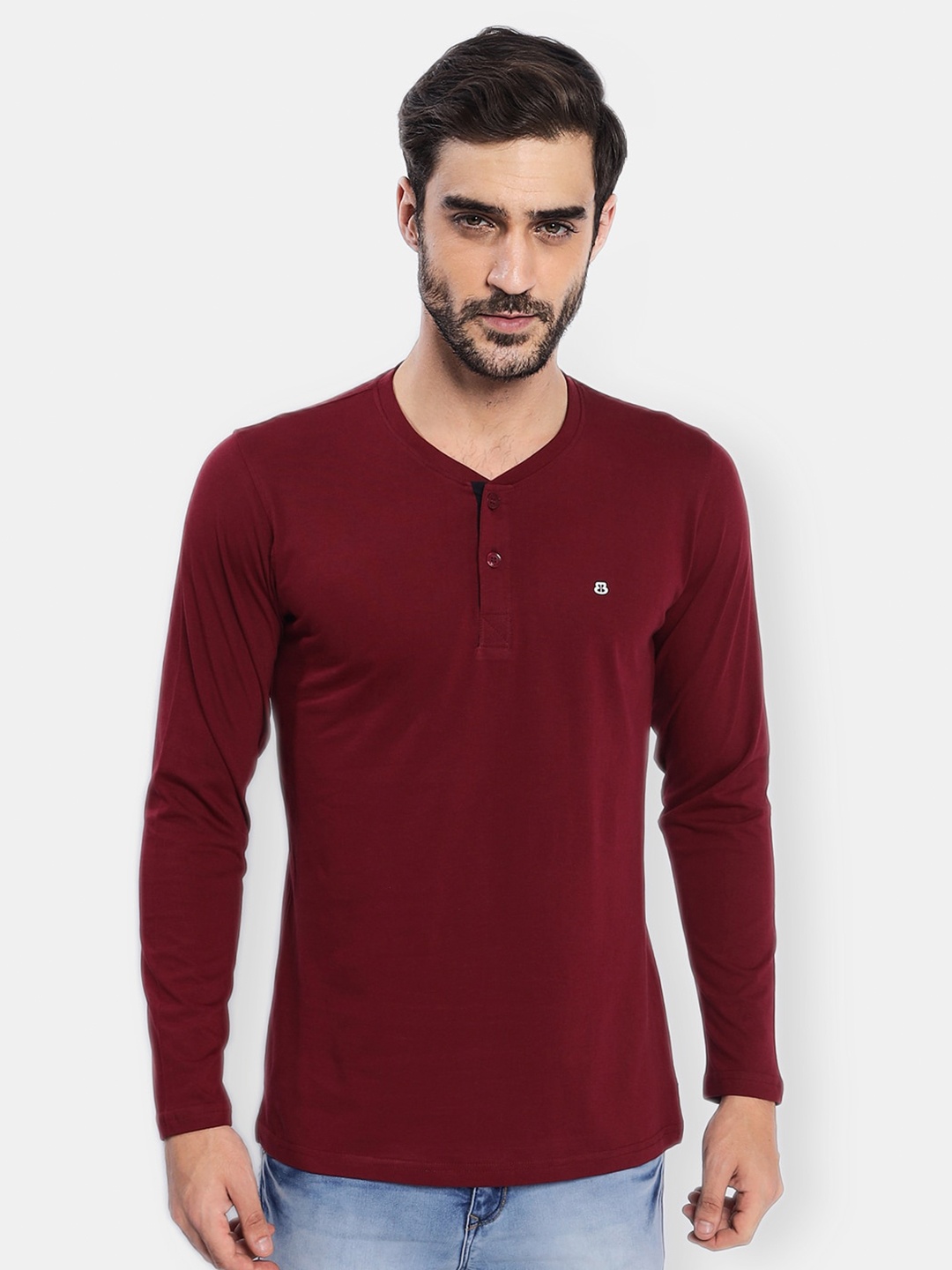 

berry blues Men Maroon Cotton T-shirt