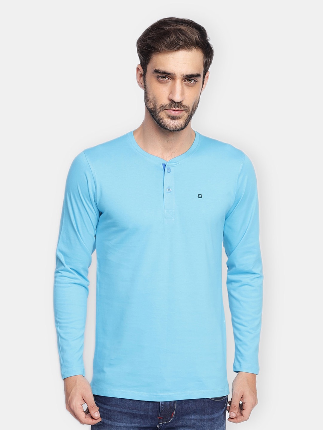 

berry blues Men Blue Cotton T-shirt