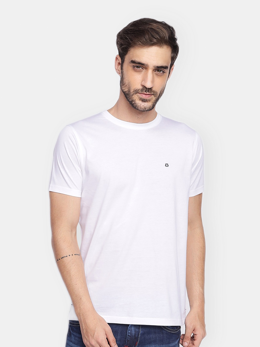 

berry blues Men Solid Cotton T-shirt, White