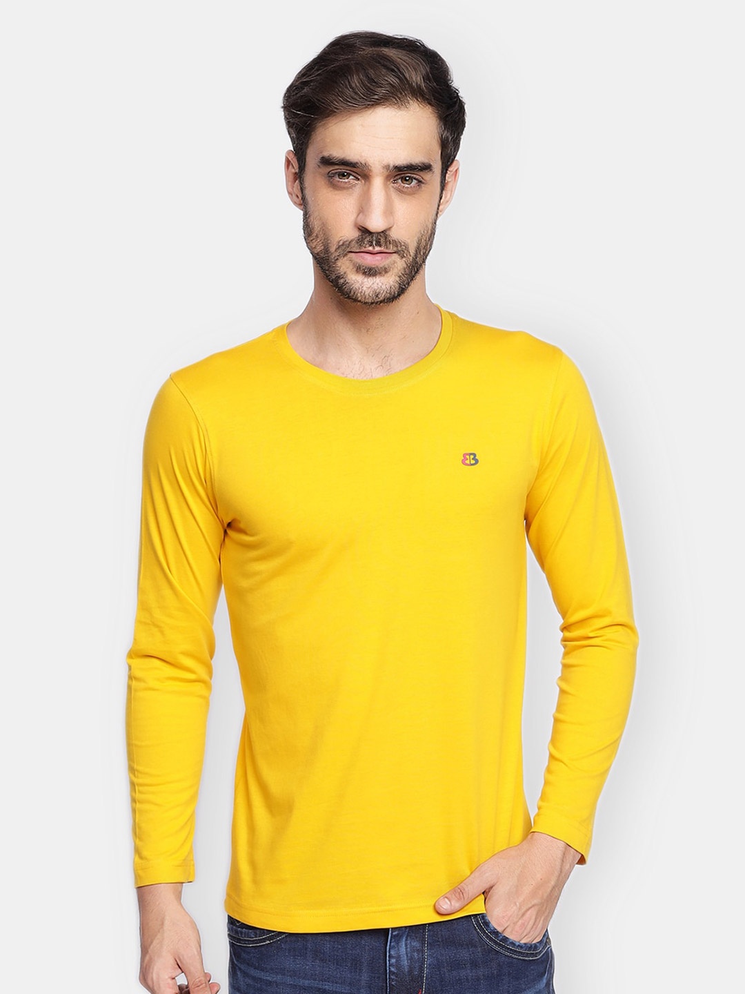 

berry blues Men Yellow Cotton T-shirt