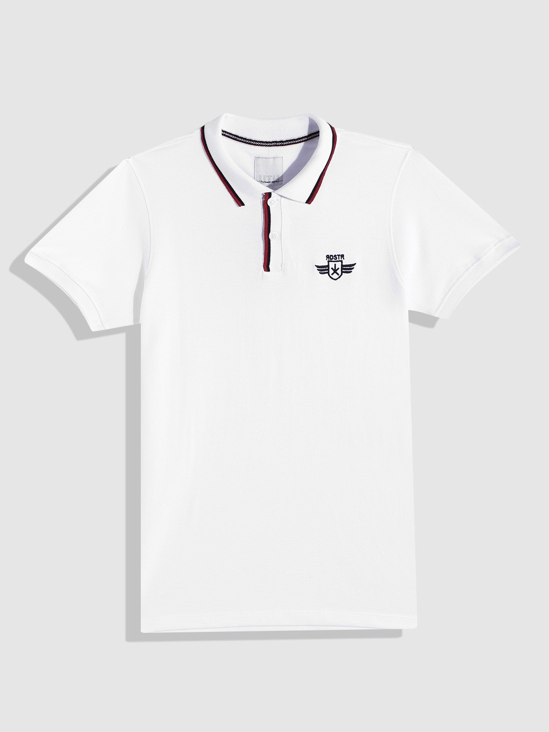 

UTH by Roadster Boys White Pure Cotton Polo Collar T-shirt