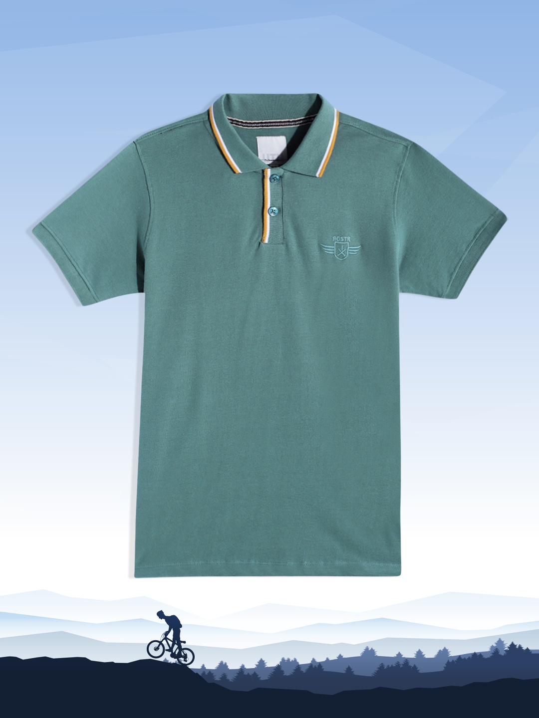 

UTH by Roadster Boys Green Pure Cotton Polo Collar T-shirt