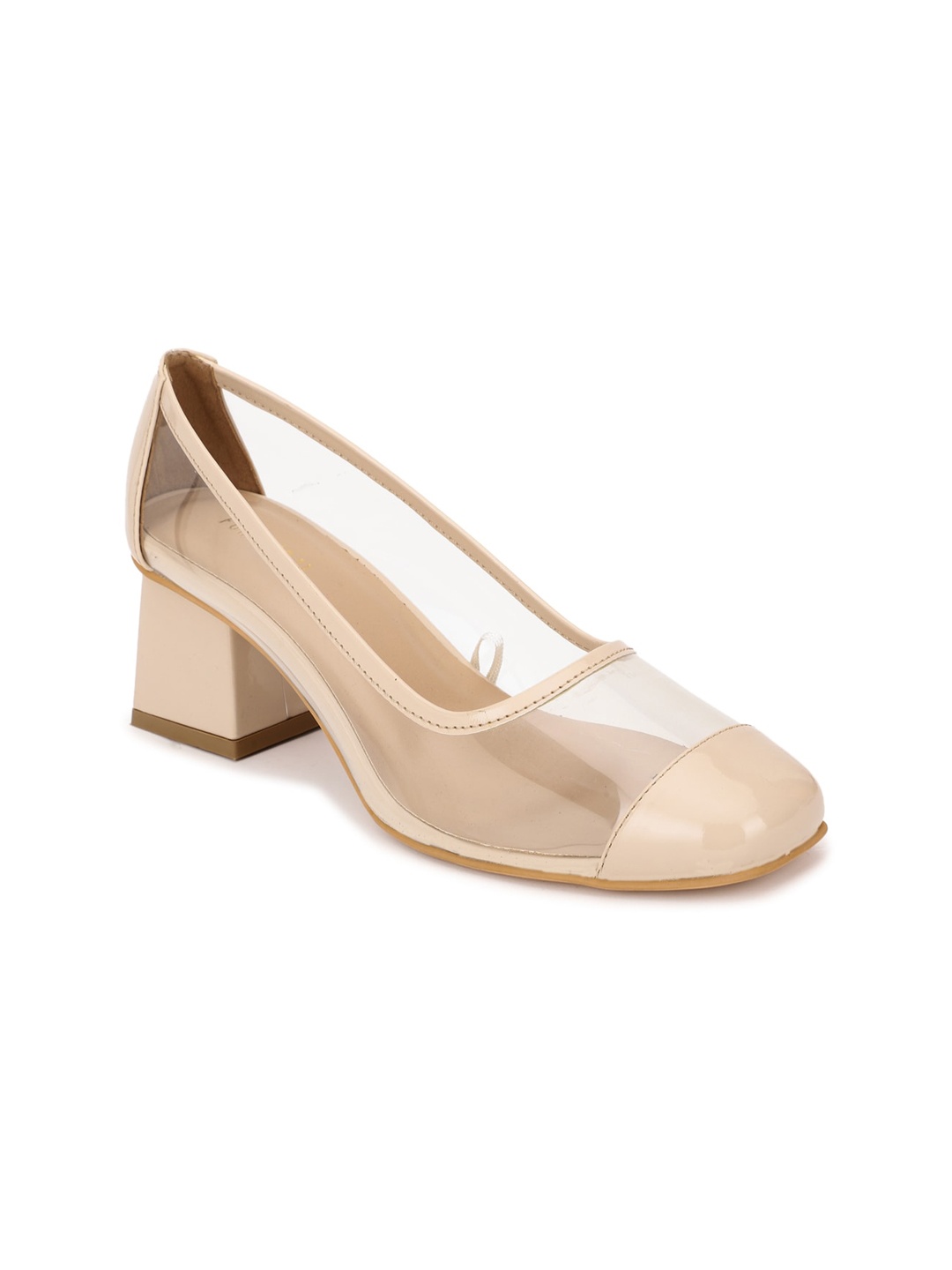 

FOREVER 21 Beige PU Block Pumps