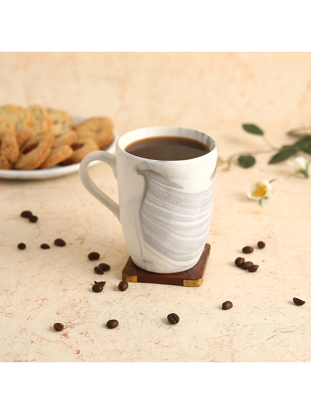 

Wonderchef Teramo Set of 2 White & Grey Stoneware Large Coffee Mug