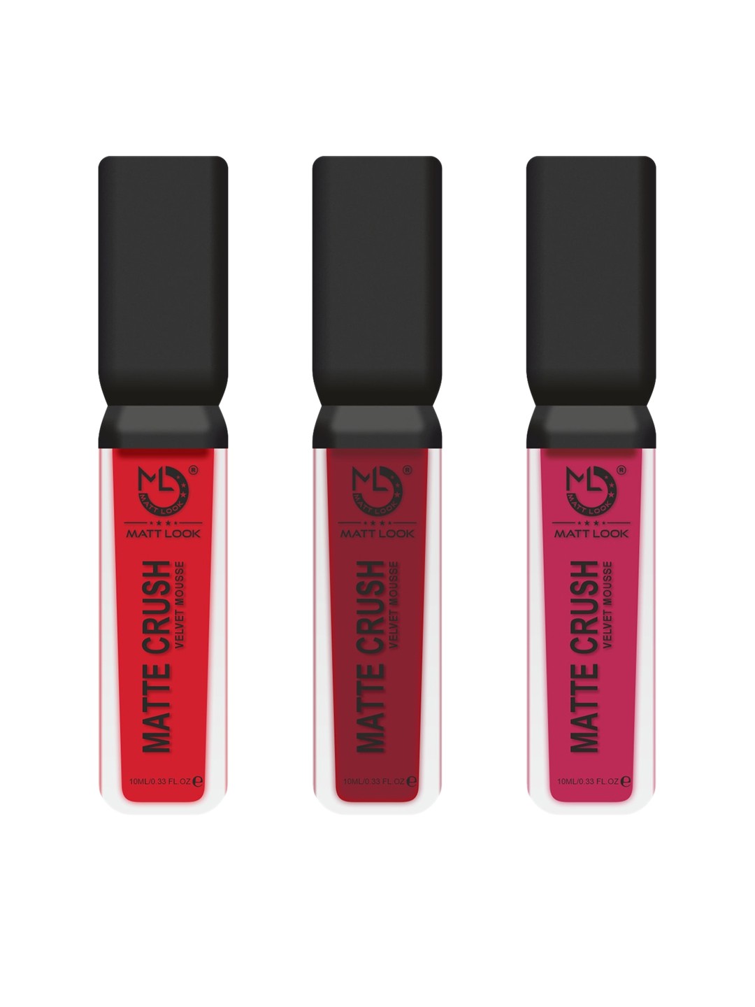 

MATTLOOK Set of 3 Matte Crush Velvet Mousse Liquid Lipsticks - 10 ml Each, Red