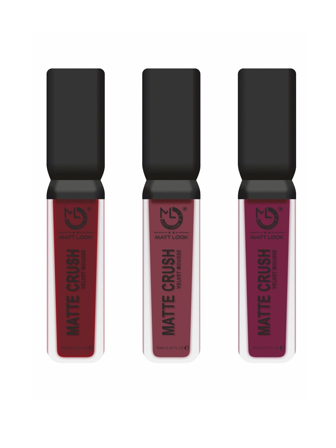 

MATTLOOK Set of 3 Matte Crush Velvet Mousse Liquid Lipsticks - 10 ml Each, Maroon