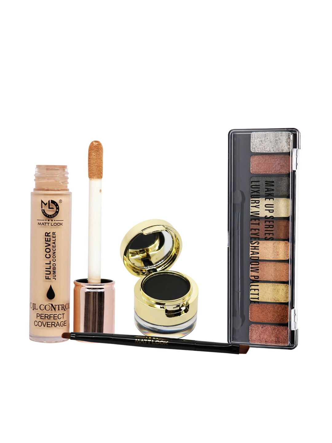 

MATTLOOK Set of 3 Jumbo Concealer Gel Kajal Cake Eyeliner & 10 Shade Eyeshadow Palette, Multi