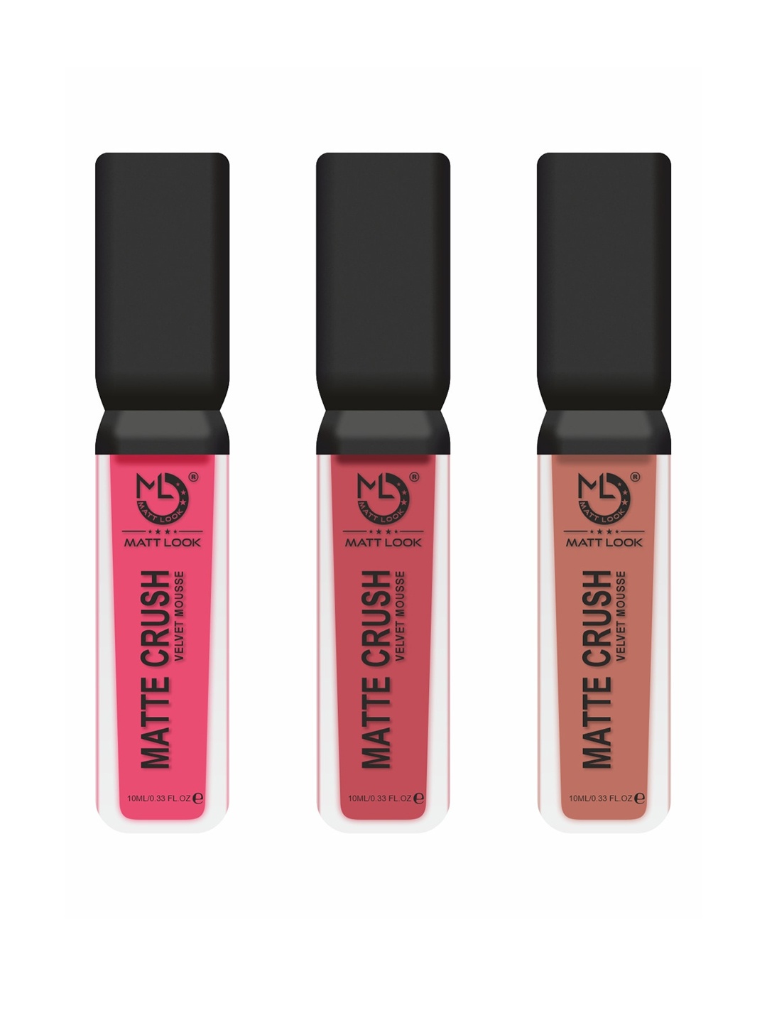 

MATTLOOK Set of 3 Matte Crush Velvet Mousse Liquid Lipsticks - 10 ml Each, Pink