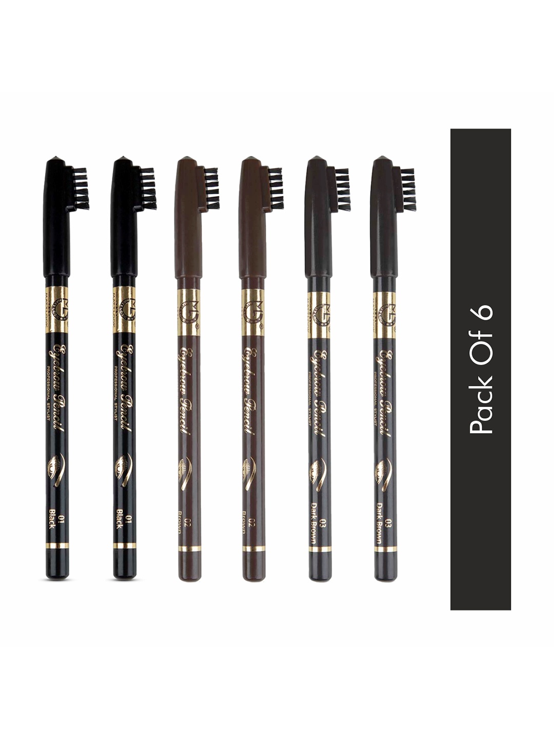 MATTLOOK Set of 6 Eyebrow Pencil - Multicolor, Black