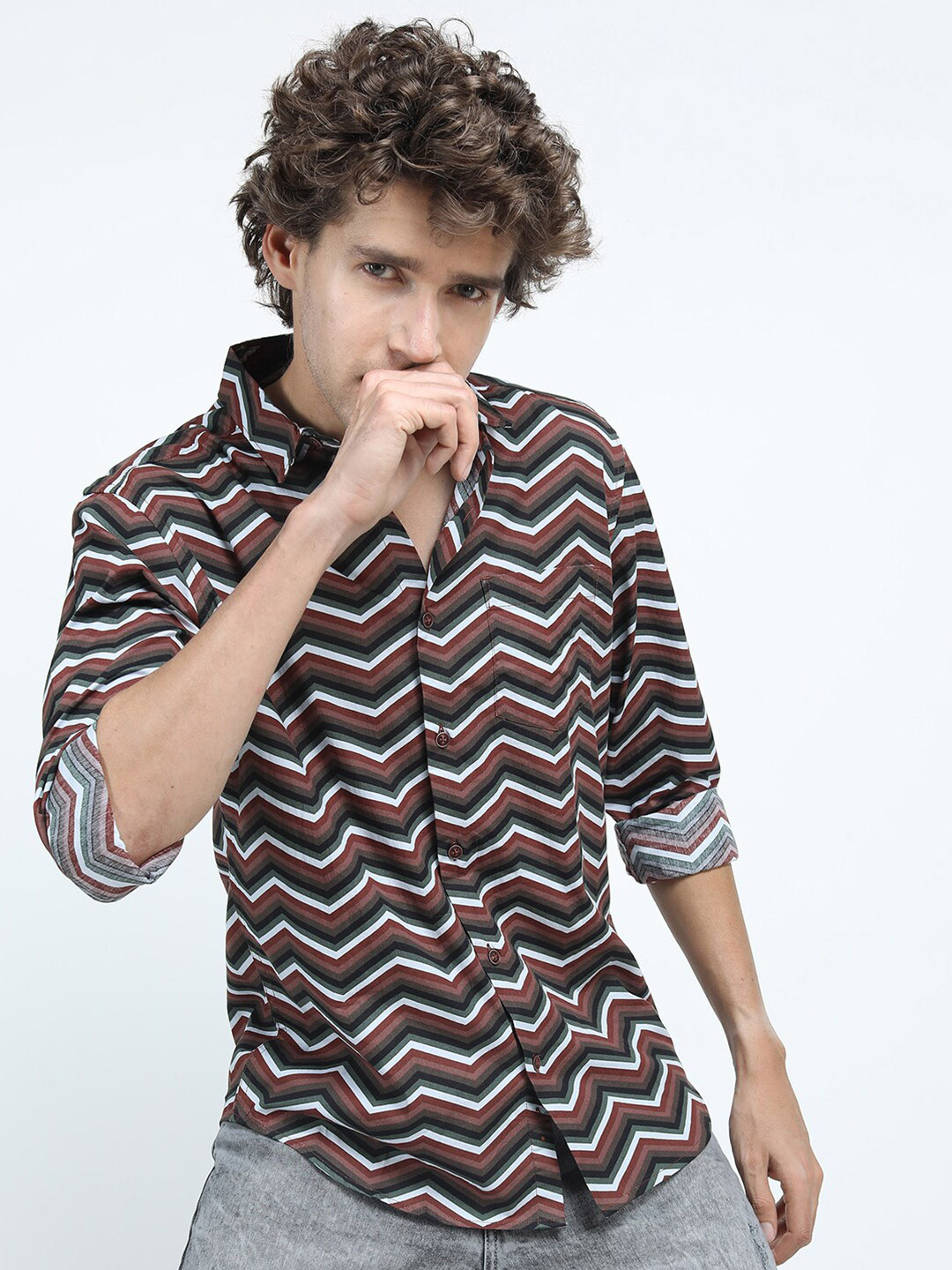 

HIGHLANDER Men Brown Slim Fit Printed Casual Shirt