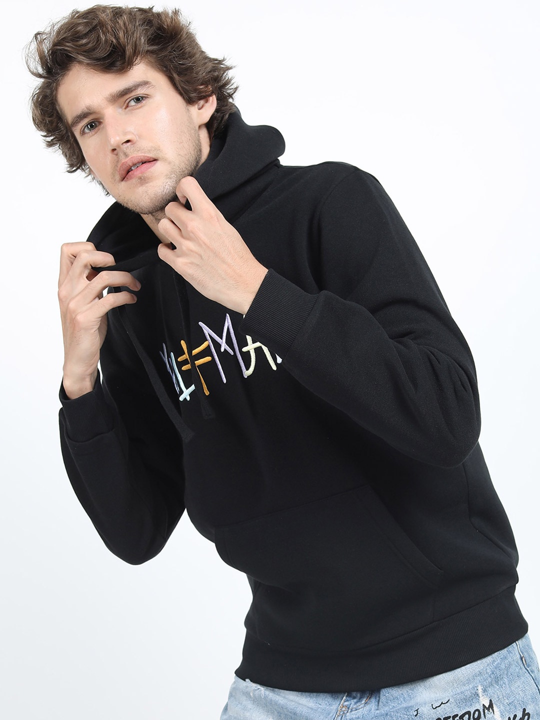 

HIGHLANDER Men Black Printed Hooded Sweatshirt