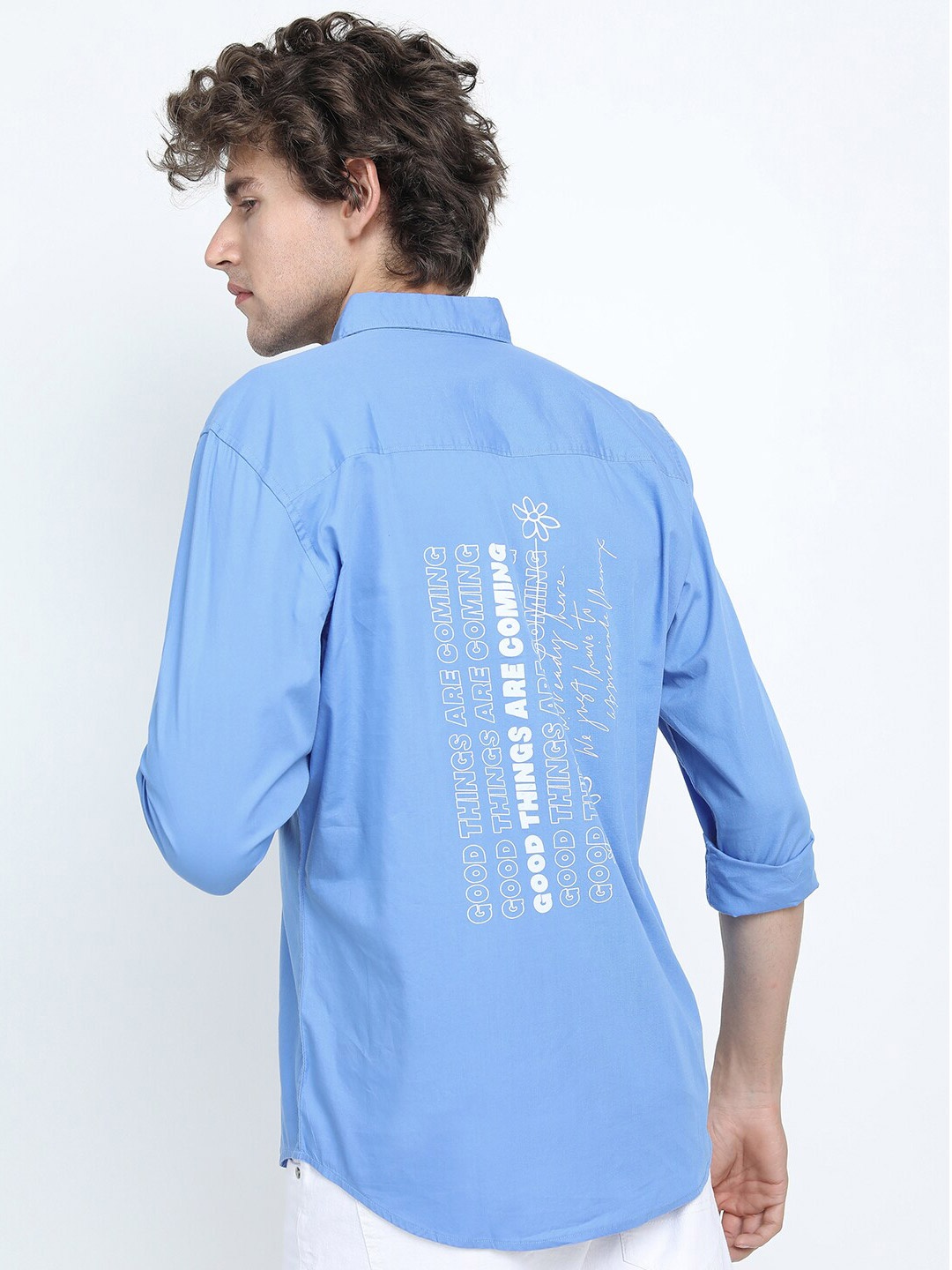 

HIGHLANDER Men Blue Slim Fit Casual Cotton Shirt