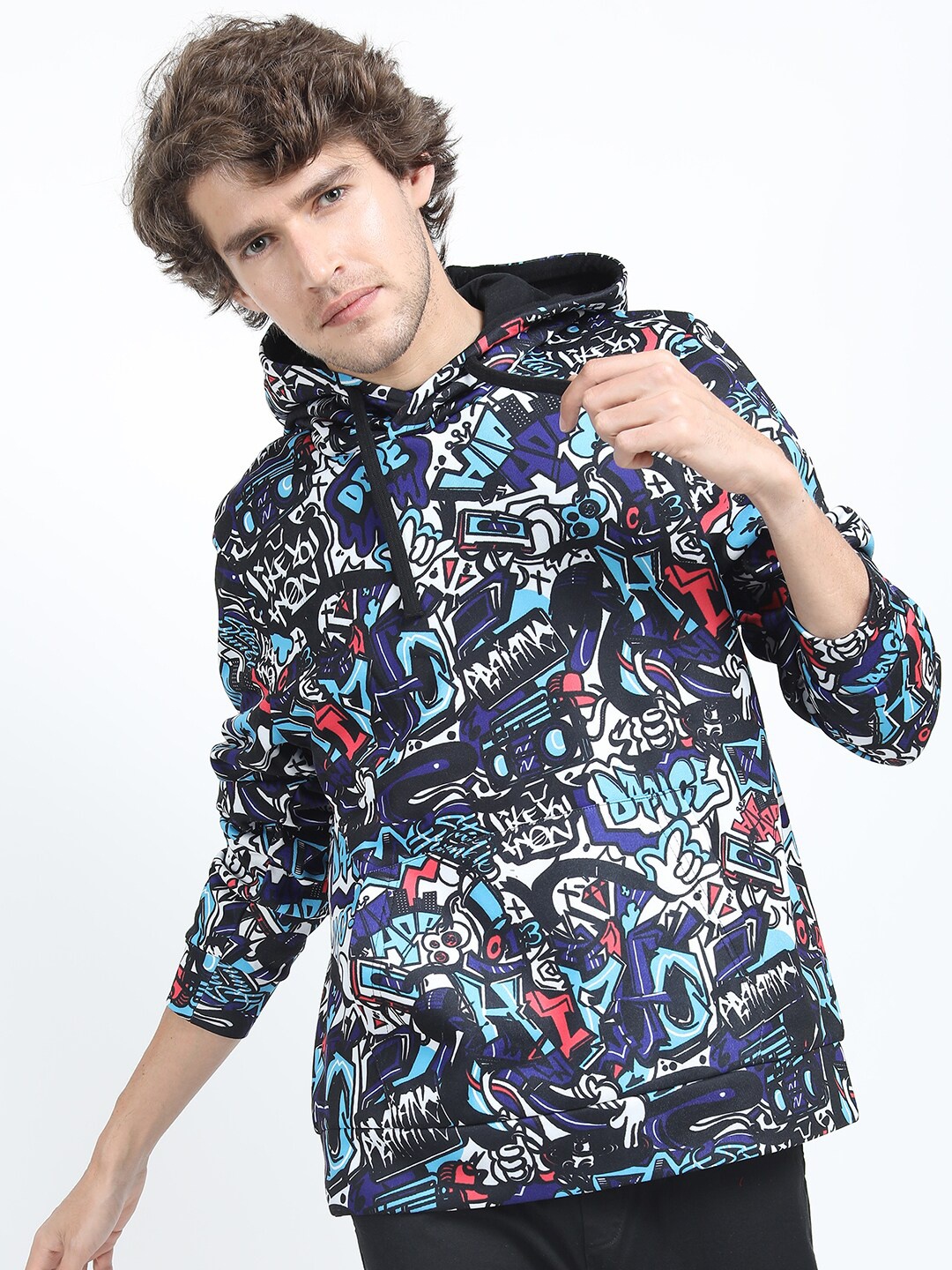 

HIGHLANDER Men Multicoloured Printed Hooded Sweatshirt, Multi