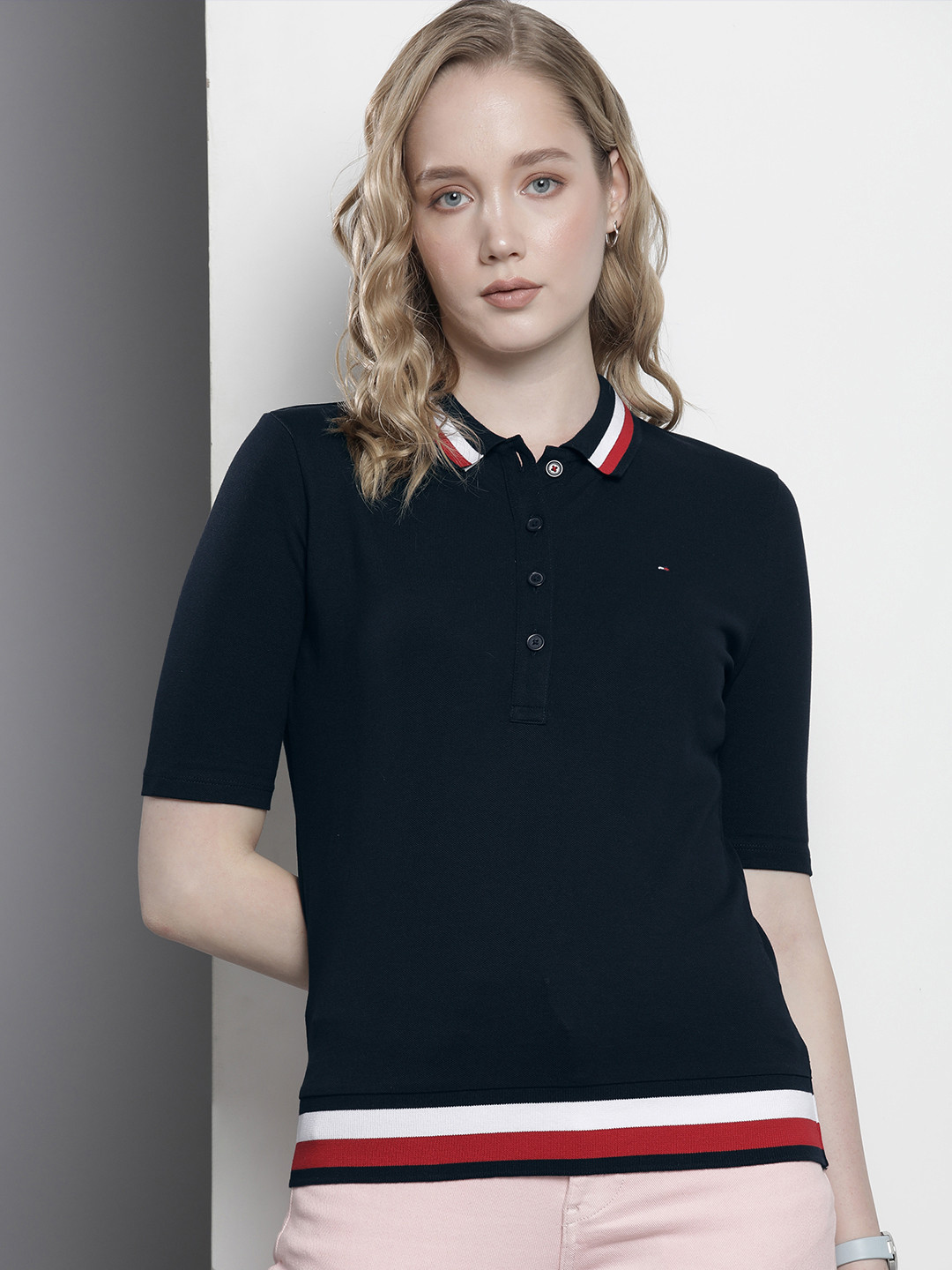 

Tommy Hilfiger Solid Polo Collar T-shirt, Navy blue