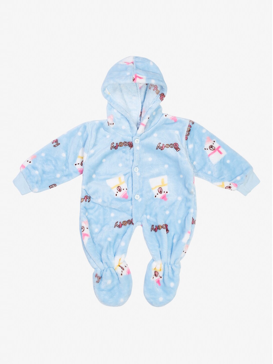 

KLOTTHE Infant Kids Blue Printed Woollen Rompers